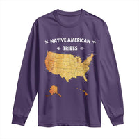 Native American Tribes Long Sleeve Shirt Vintage Native American Map US History - Wonder Print Shop