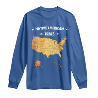 Native American Tribes Long Sleeve Shirt Vintage Native American Map US History - Wonder Print Shop