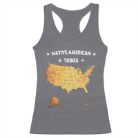 Native American Tribes Racerback Tank Top Vintage Native American Map US History - Wonder Print Shop