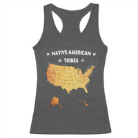 Native American Tribes Racerback Tank Top Vintage Native American Map US History - Wonder Print Shop