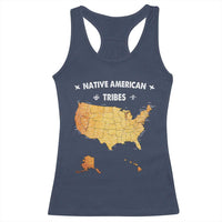 Native American Tribes Racerback Tank Top Vintage Native American Map US History - Wonder Print Shop