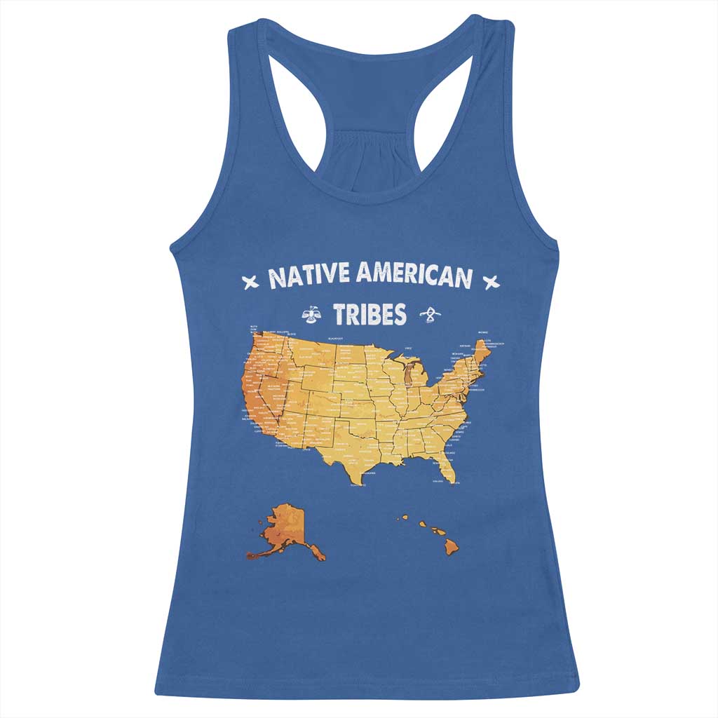 Native American Tribes Racerback Tank Top Vintage Native American Map US History - Wonder Print Shop