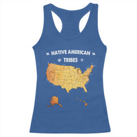 Native American Tribes Racerback Tank Top Vintage Native American Map US History - Wonder Print Shop