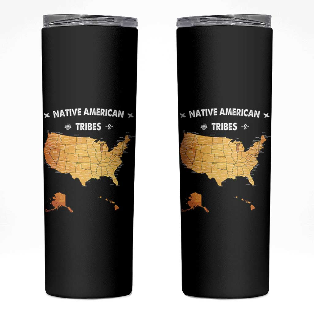 Native American Tribes Skinny Tumbler Vintage Native American Map US History - Wonder Print Shop