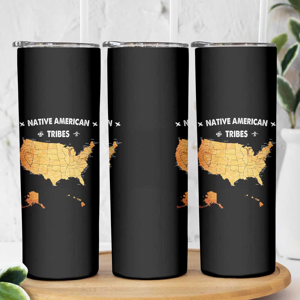 Native American Tribes Skinny Tumbler Vintage Native American Map US History - Wonder Print Shop