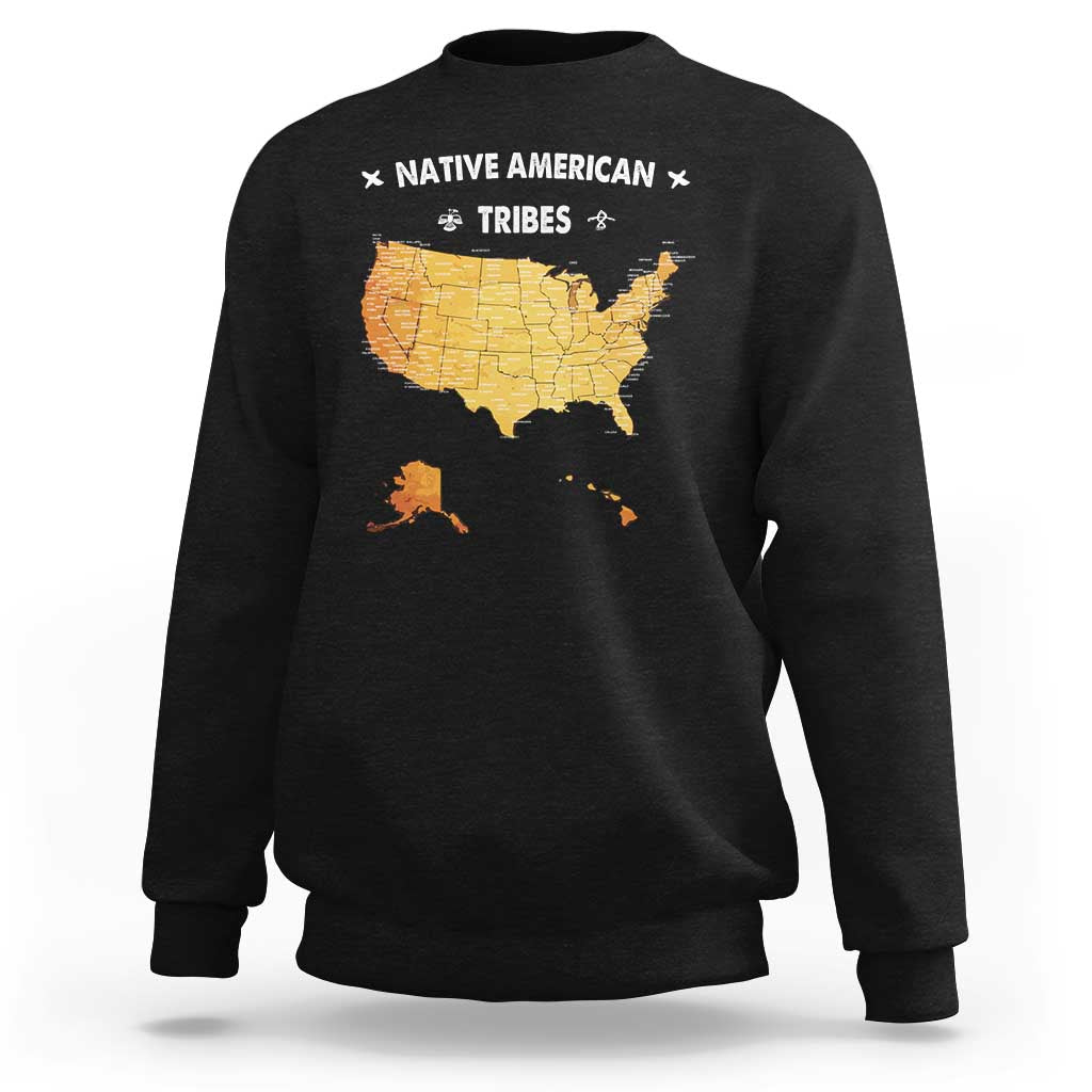 Native American Tribes Sweatshirt Vintage Native American Map US History - Wonder Print Shop