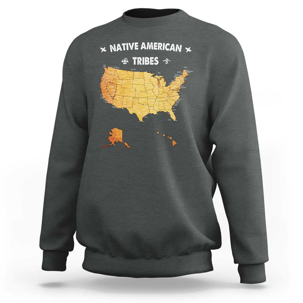 Native American Tribes Sweatshirt Vintage Native American Map US History - Wonder Print Shop
