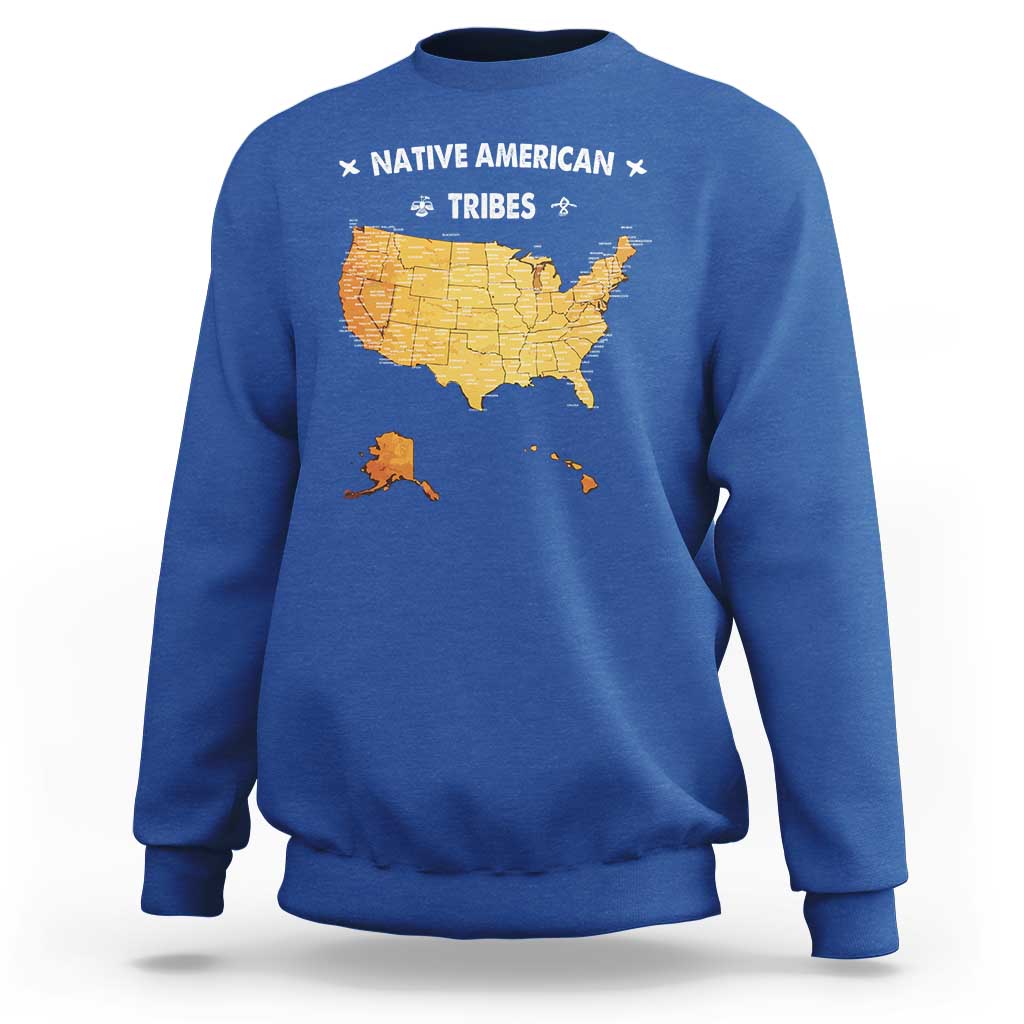 Native American Tribes Sweatshirt Vintage Native American Map US History - Wonder Print Shop