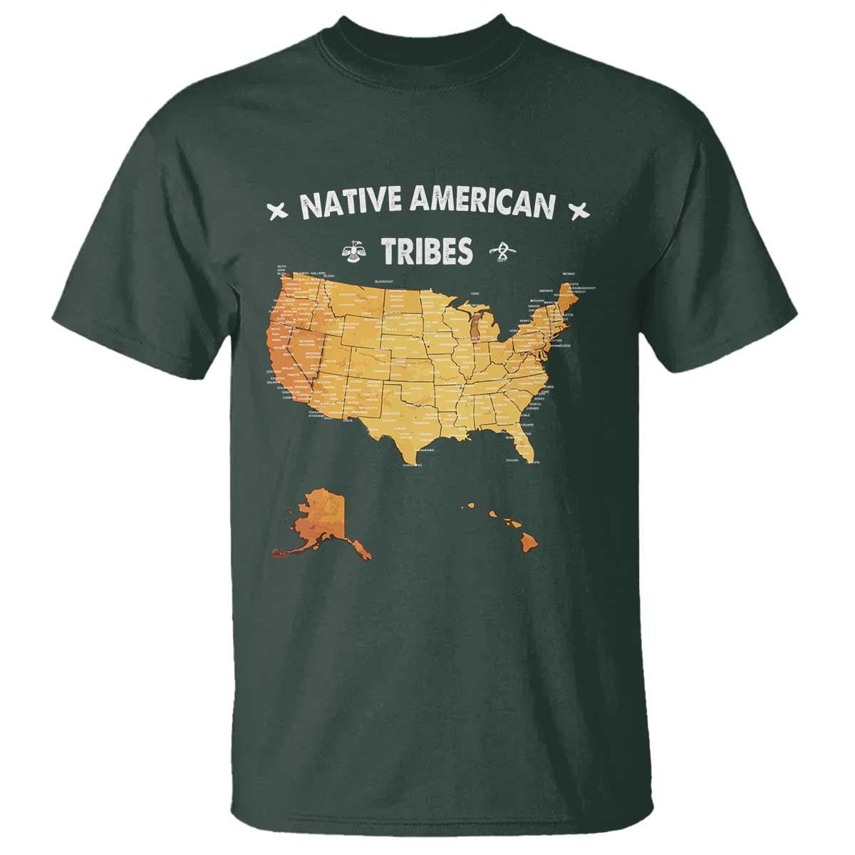 Native American Tribes T Shirt Vintage Native American Map US History - Wonder Print Shop