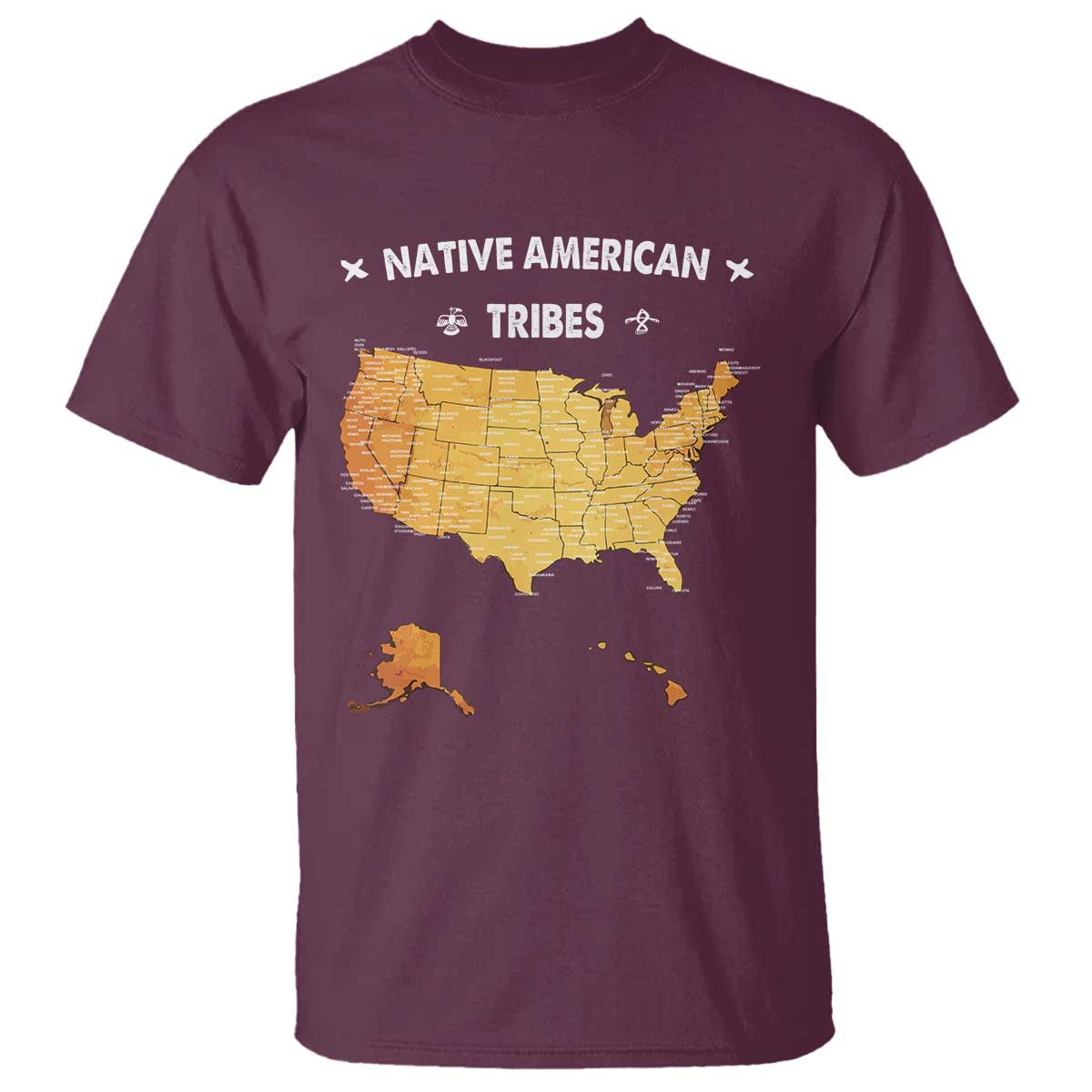 Native American Tribes T Shirt Vintage Native American Map US History - Wonder Print Shop