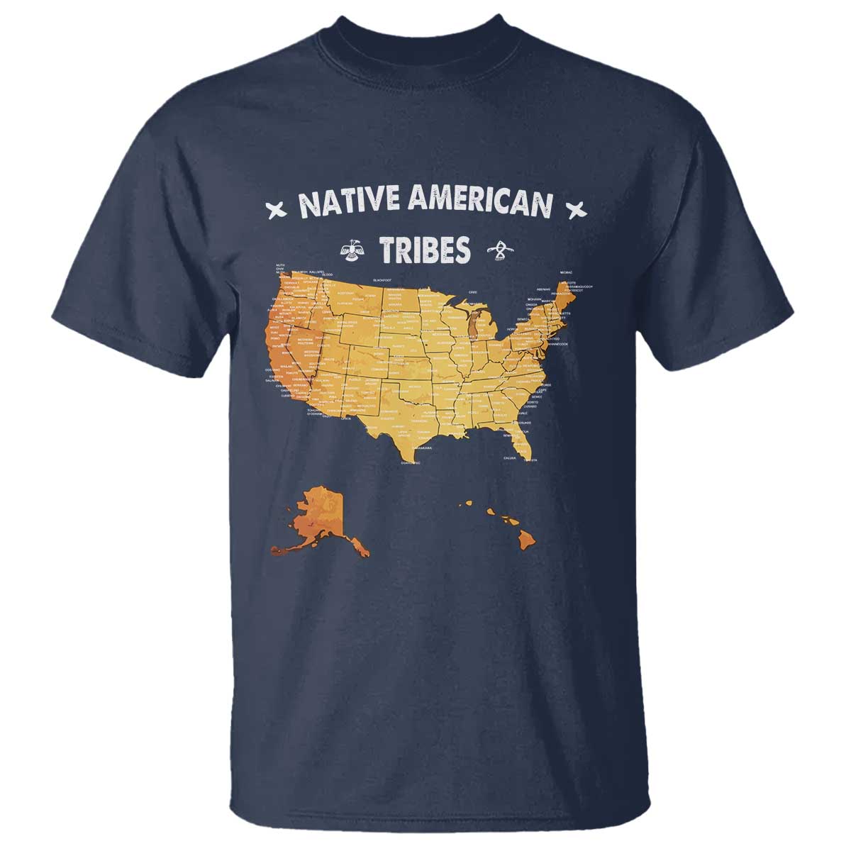 Native American Tribes T Shirt Vintage Native American Map US History - Wonder Print Shop