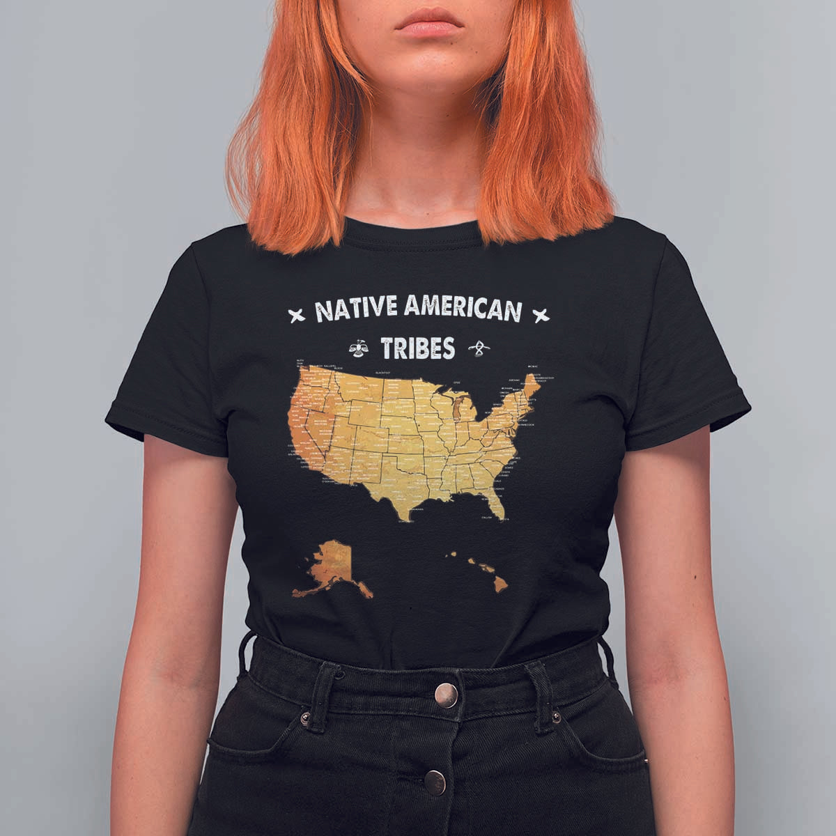 Native American Tribes T Shirt For Women Vintage Native American Map US History - Wonder Print Shop
