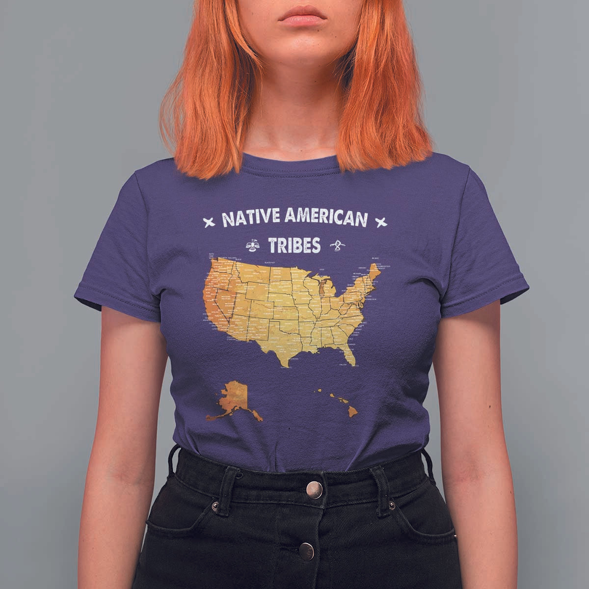 Native American Tribes T Shirt For Women Vintage Native American Map US History - Wonder Print Shop