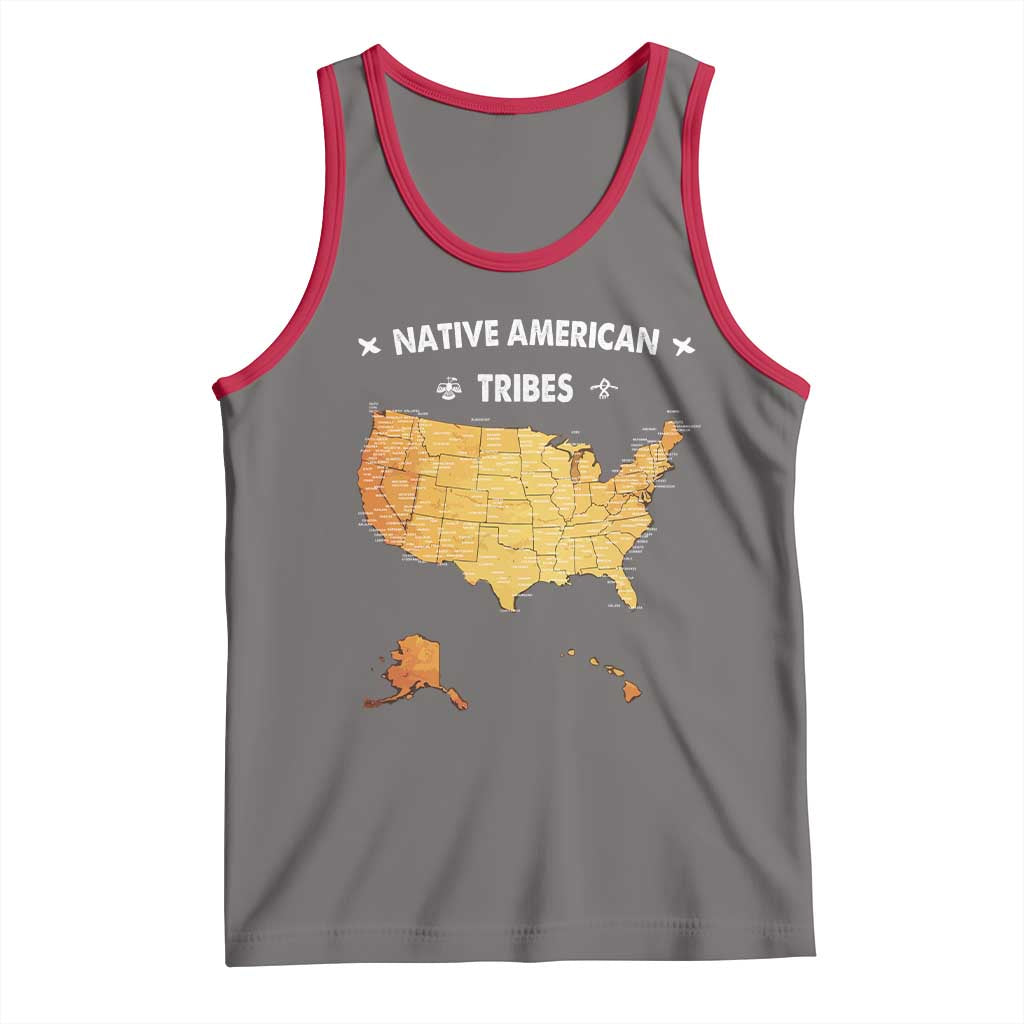 Native American Tribes Tank Top Vintage Native American Map US History - Wonder Print Shop
