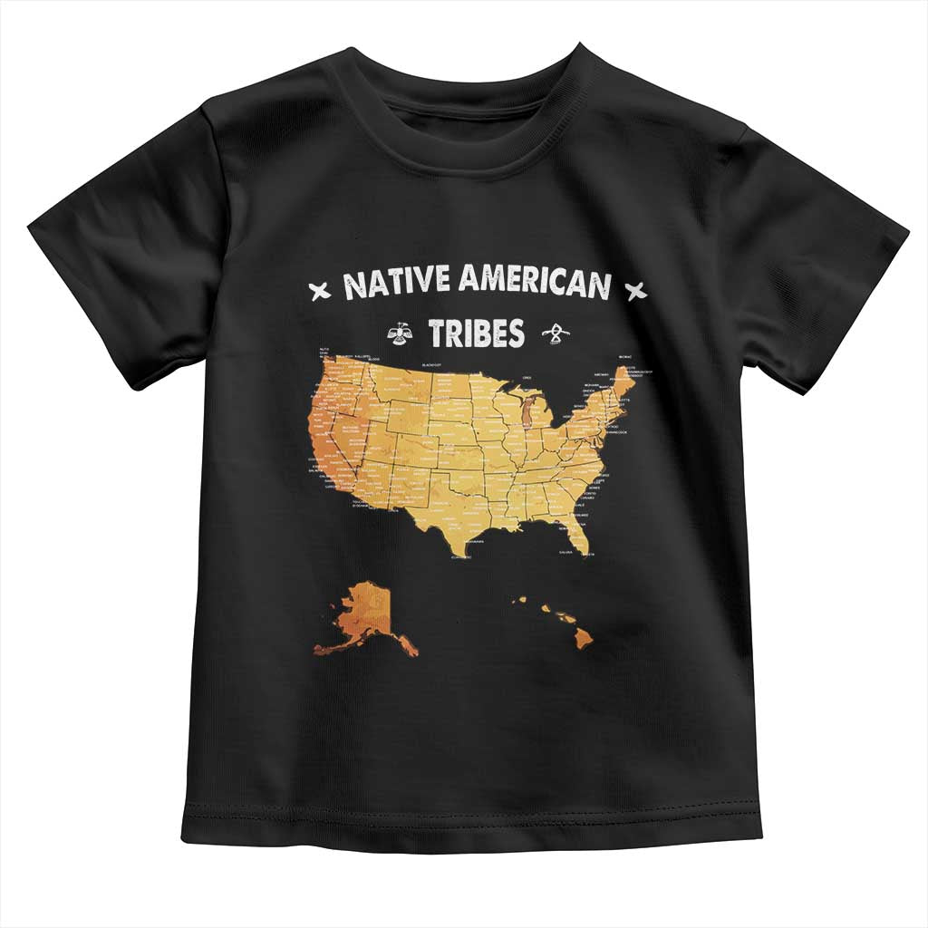Native American Tribes Toddler T Shirt Vintage Native American Map US History - Wonder Print Shop