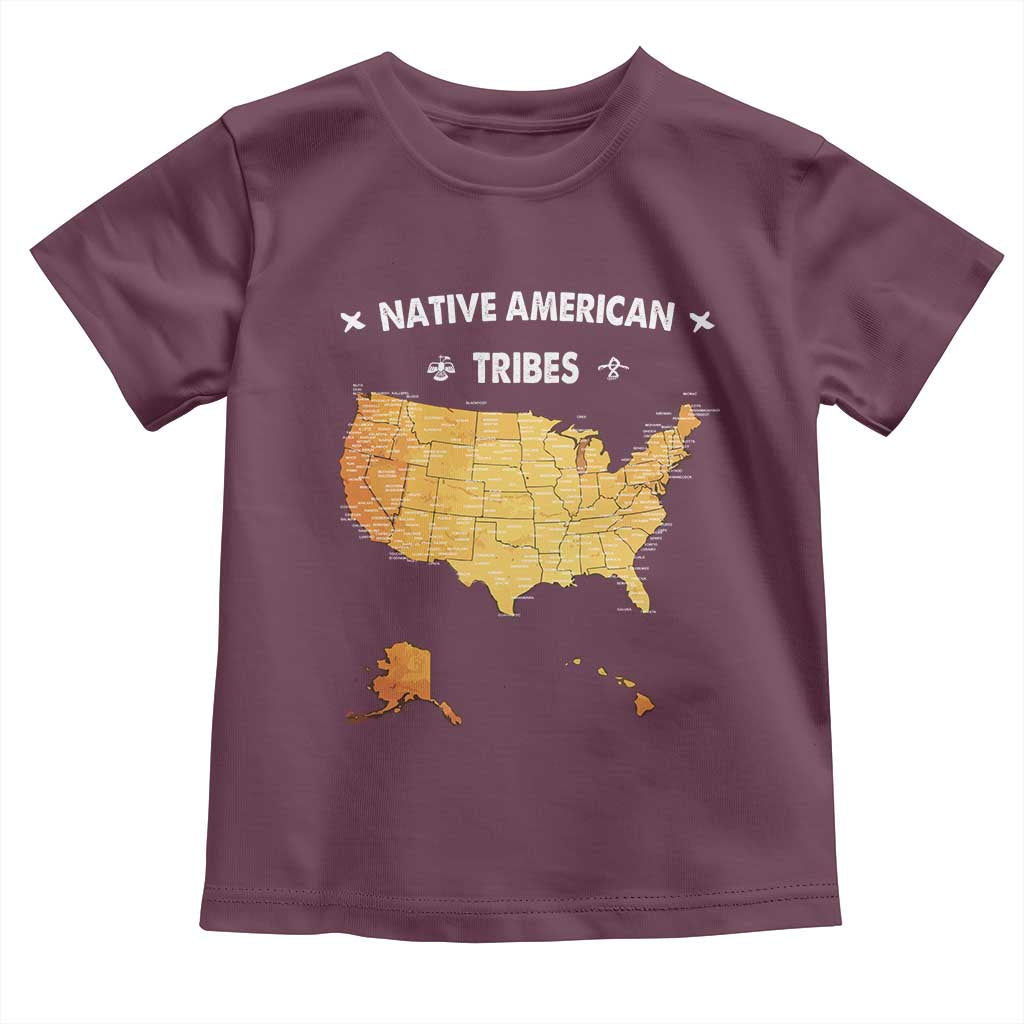 Native American Tribes Toddler T Shirt Vintage Native American Map US History - Wonder Print Shop
