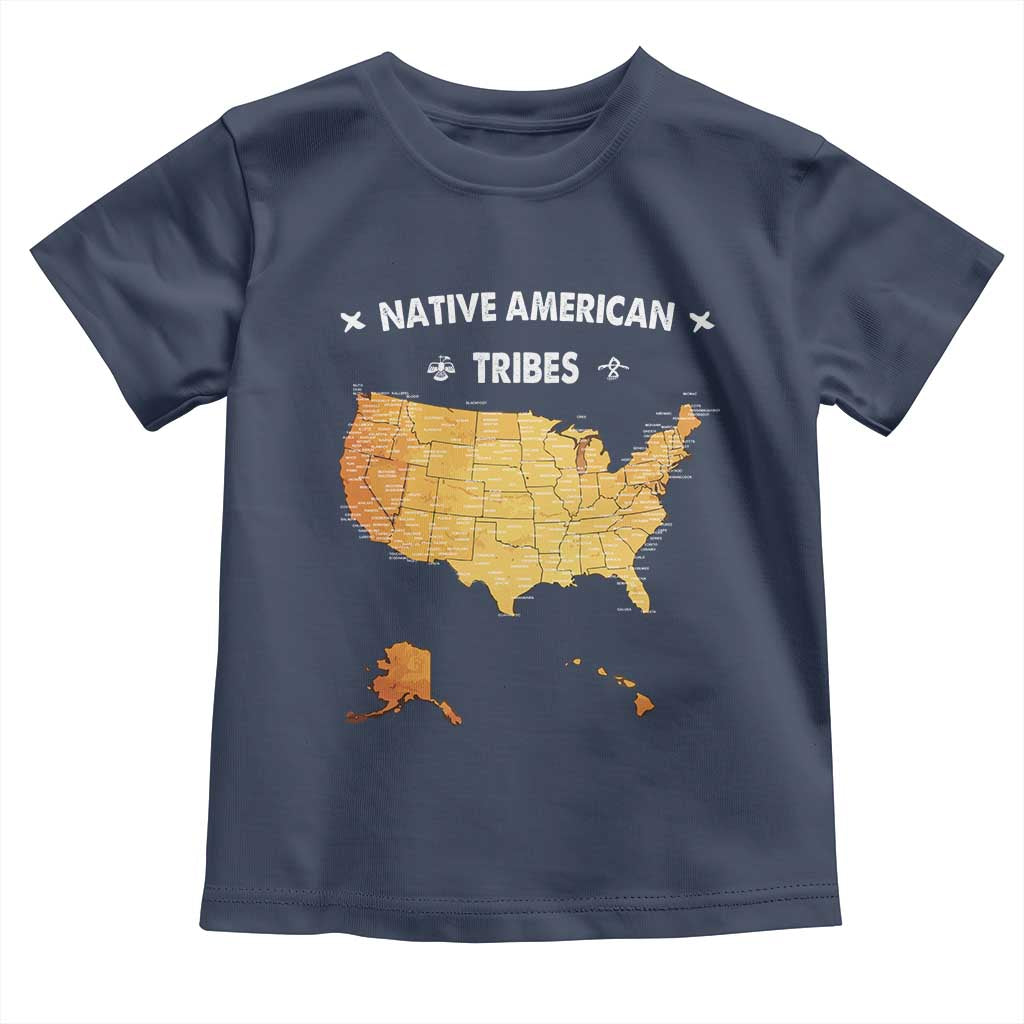 Native American Tribes Toddler T Shirt Vintage Native American Map US History - Wonder Print Shop