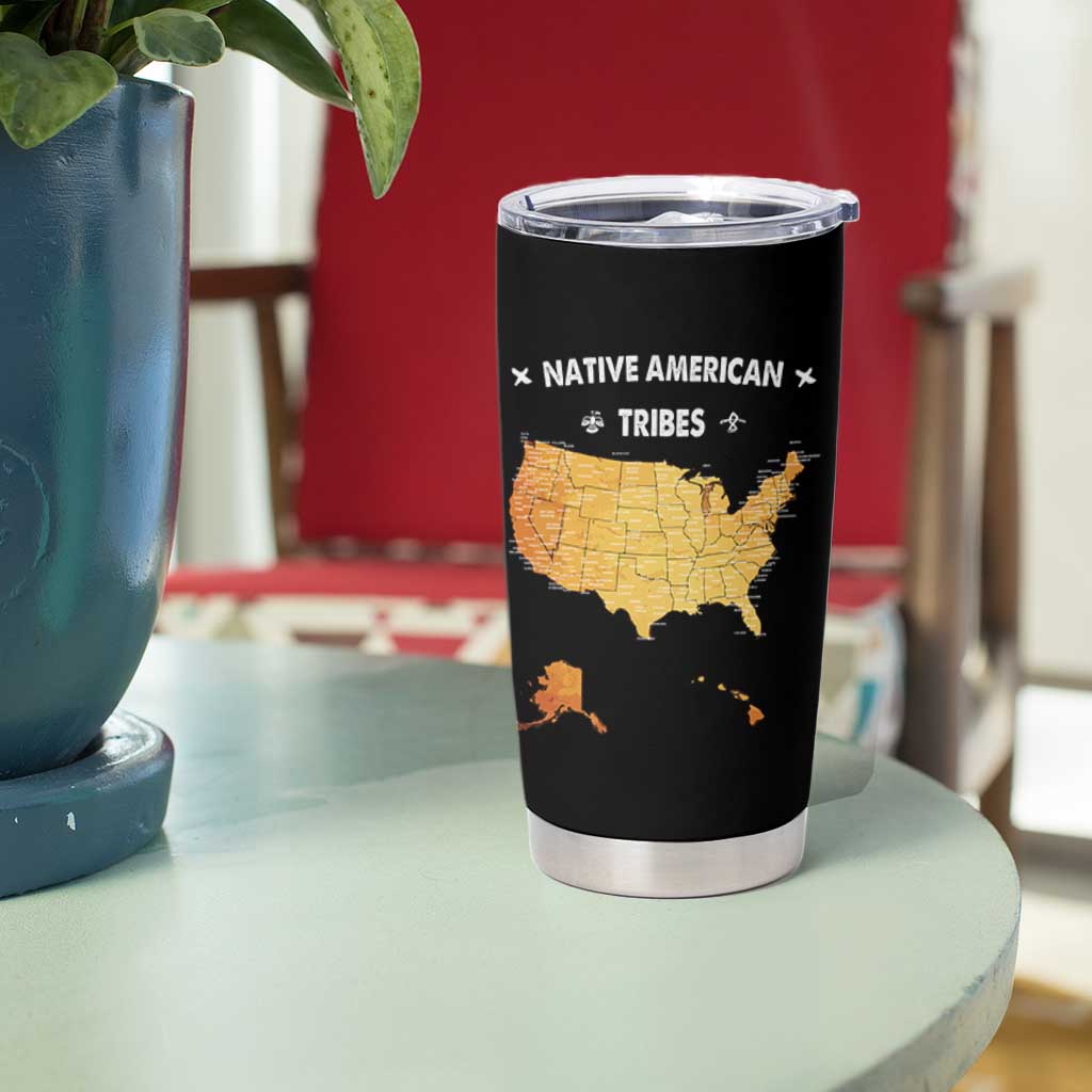 Native American Tribes Tumbler Cup Vintage Native American Map US History - Wonder Print Shop