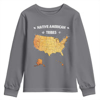 Native American Tribes Youth Sweatshirt Vintage Native American Map US History - Wonder Print Shop