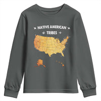 Native American Tribes Youth Sweatshirt Vintage Native American Map US History - Wonder Print Shop