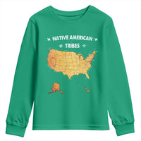 Native American Tribes Youth Sweatshirt Vintage Native American Map US History - Wonder Print Shop