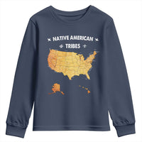 Native American Tribes Youth Sweatshirt Vintage Native American Map US History - Wonder Print Shop
