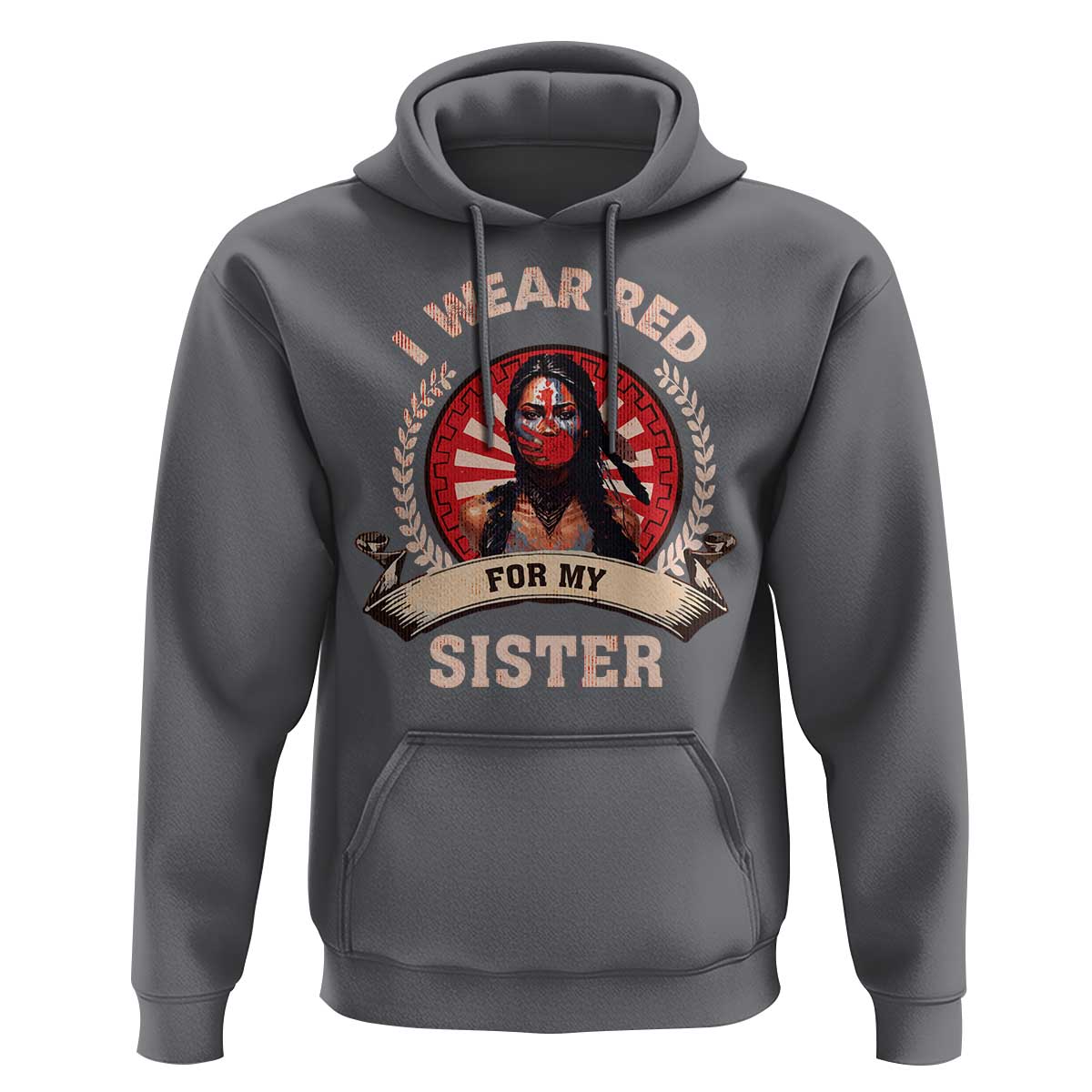 Native American Women Hoodie I Wear Red For My Sister Stop MMIW Hand