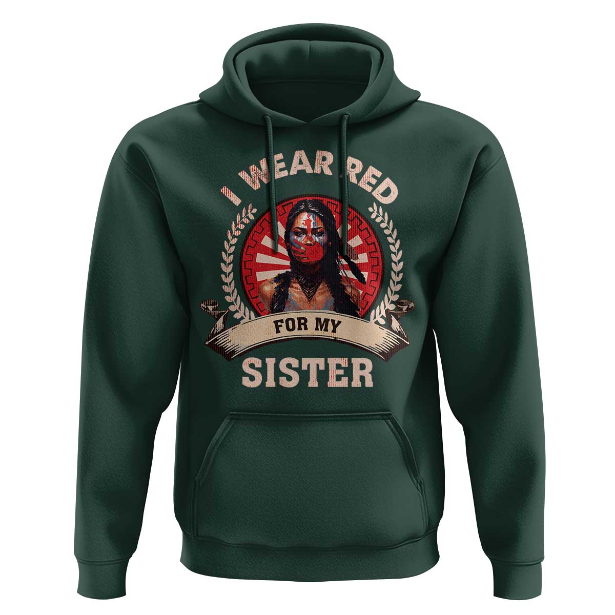 Native American Women Hoodie I Wear Red For My Sister Stop MMIW Hand