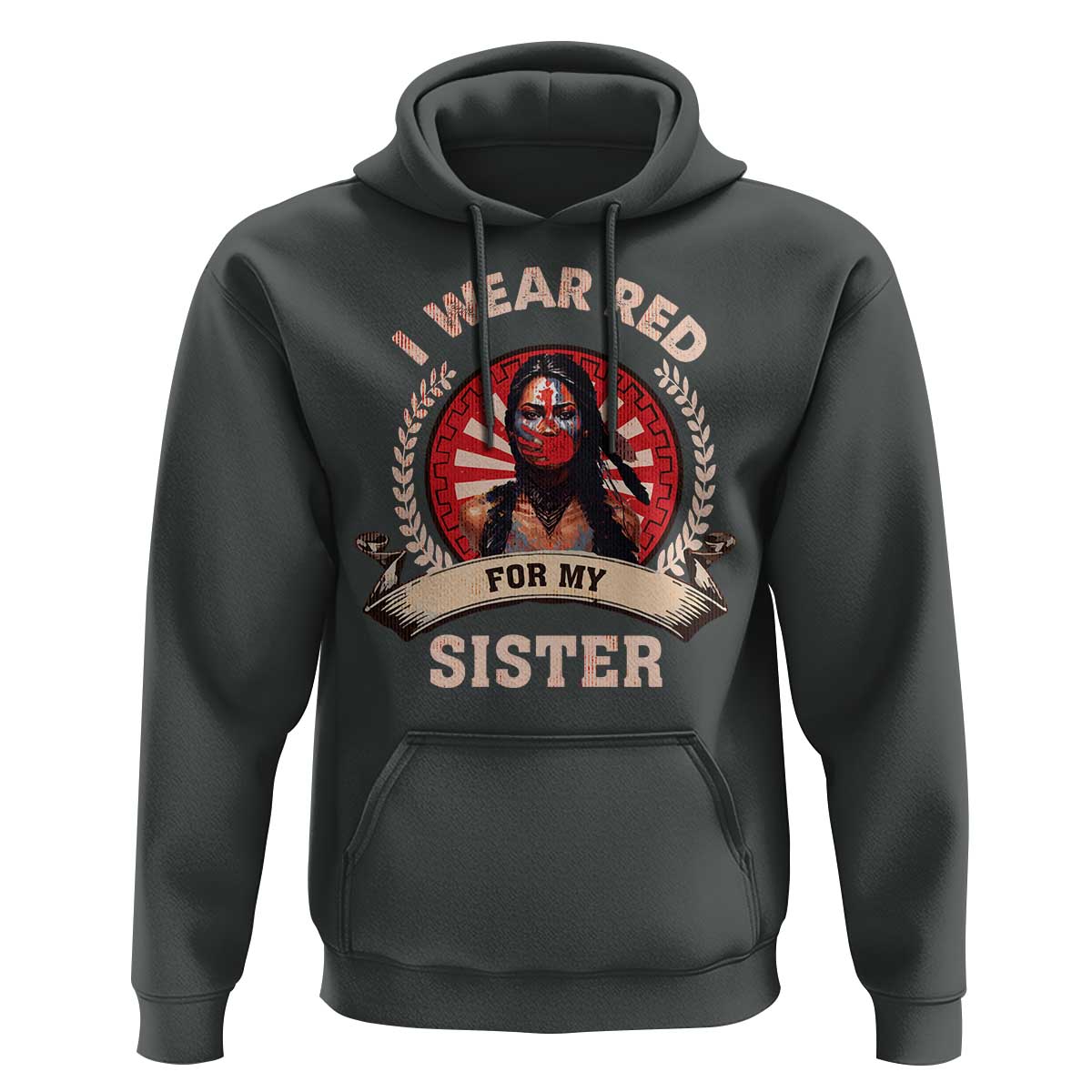 Native American Women Hoodie I Wear Red For My Sister Stop MMIW Hand