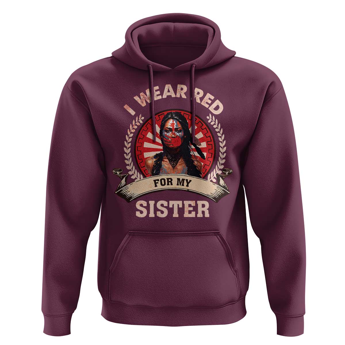Native American Women Hoodie I Wear Red For My Sister Stop MMIW Hand