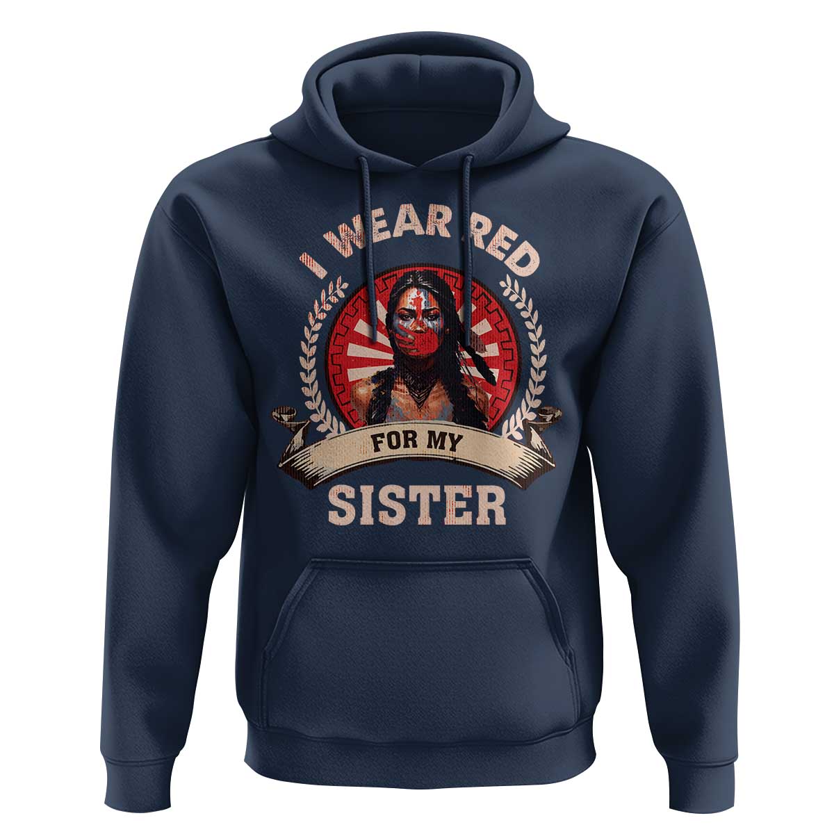 Native American Women Hoodie I Wear Red For My Sister Stop MMIW Hand