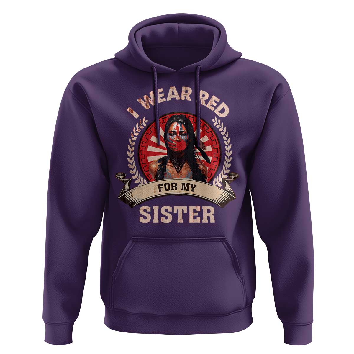 Native American Women Hoodie I Wear Red For My Sister Stop MMIW Hand