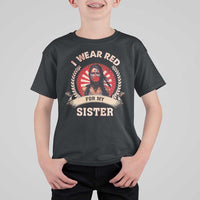 Native American Women T Shirt For Kid I Wear Red For My Sister Stop MMIW Hand - Wonder Print Shop