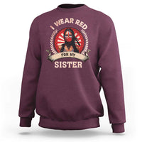 Native American Women Sweatshirt I Wear Red For My Sister Stop MMIW Hand - Wonder Print Shop