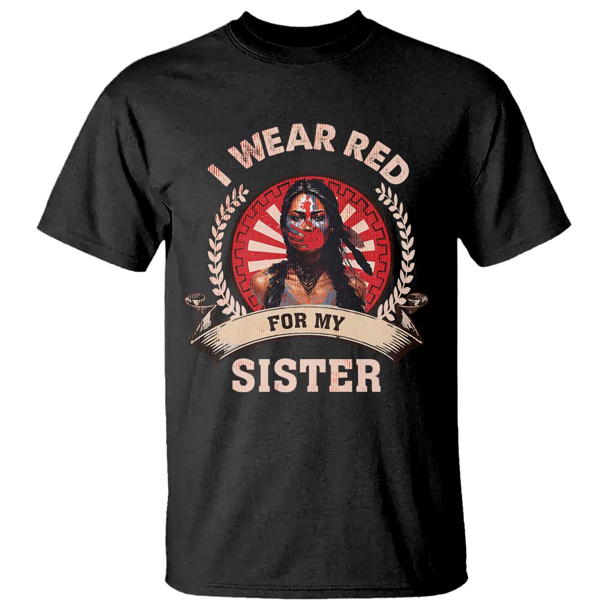 Native American Women T Shirt I Wear Red For My Sister Stop MMIW Hand - Wonder Print Shop
