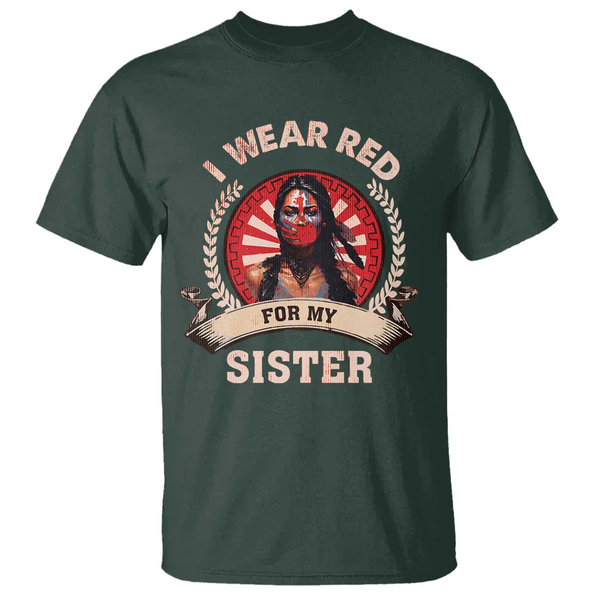Native American Women T Shirt I Wear Red For My Sister Stop MMIW Hand - Wonder Print Shop