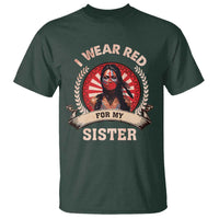 Native American Women T Shirt I Wear Red For My Sister Stop MMIW Hand - Wonder Print Shop