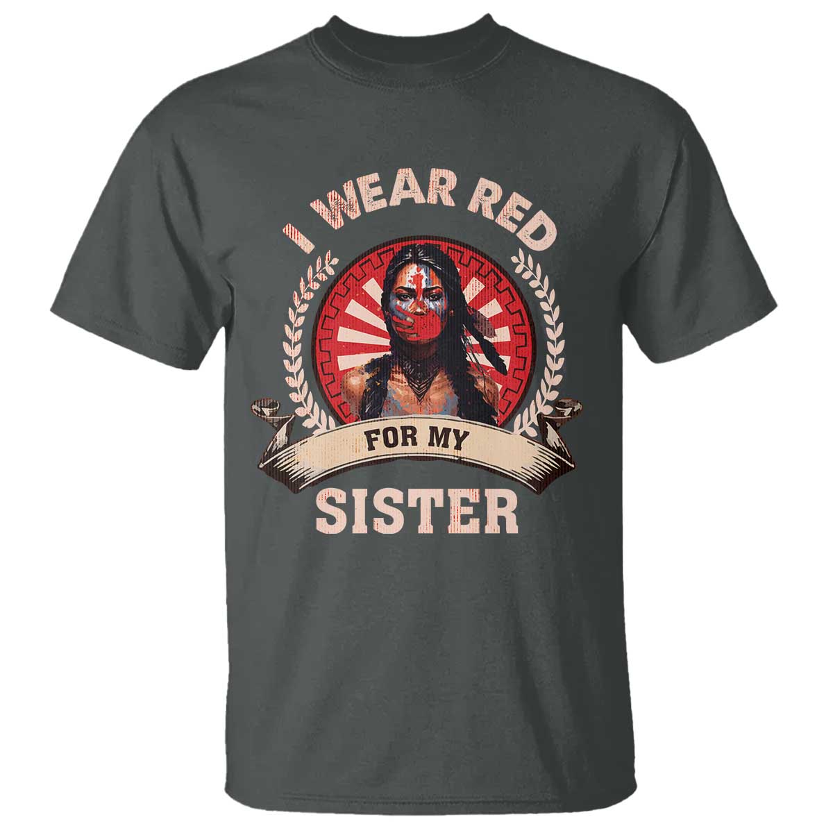 Native American Women T Shirt I Wear Red For My Sister Stop MMIW Hand - Wonder Print Shop