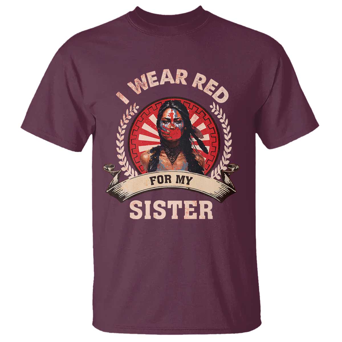 Native American Women T Shirt I Wear Red For My Sister Stop MMIW Hand - Wonder Print Shop