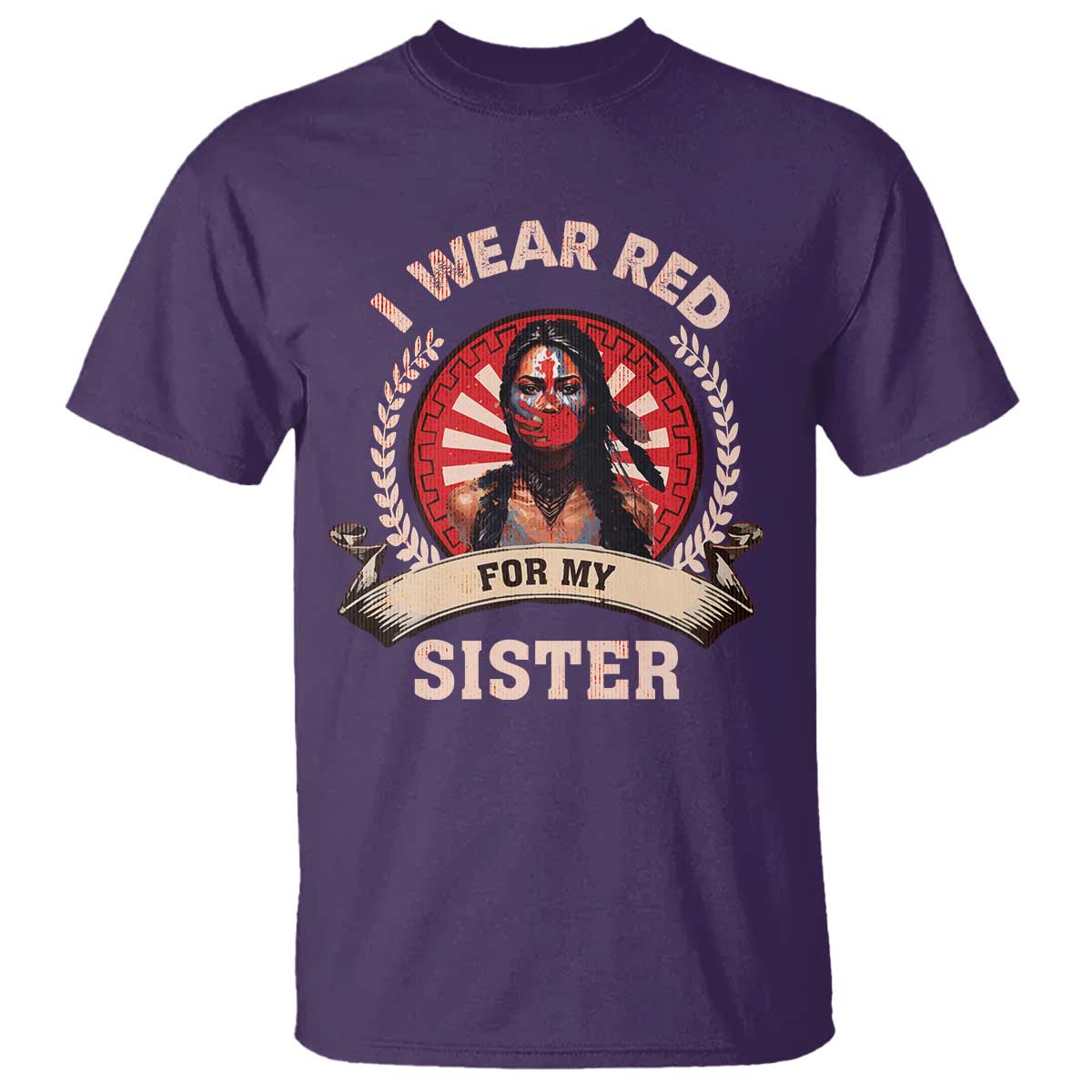 Native American Women T Shirt I Wear Red For My Sister Stop MMIW Hand - Wonder Print Shop