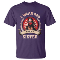Native American Women T Shirt I Wear Red For My Sister Stop MMIW Hand - Wonder Print Shop