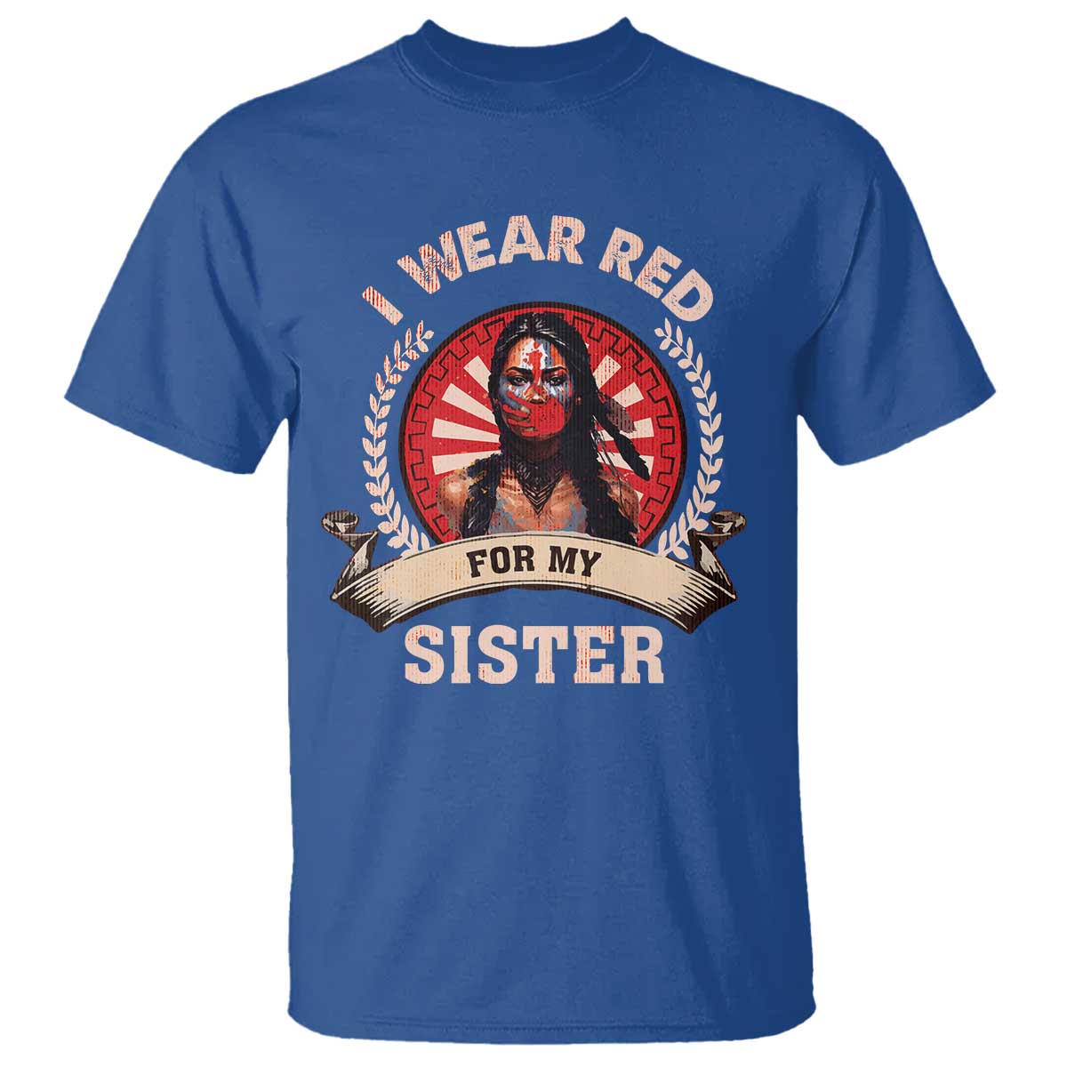 Native American Women T Shirt I Wear Red For My Sister Stop MMIW Hand - Wonder Print Shop