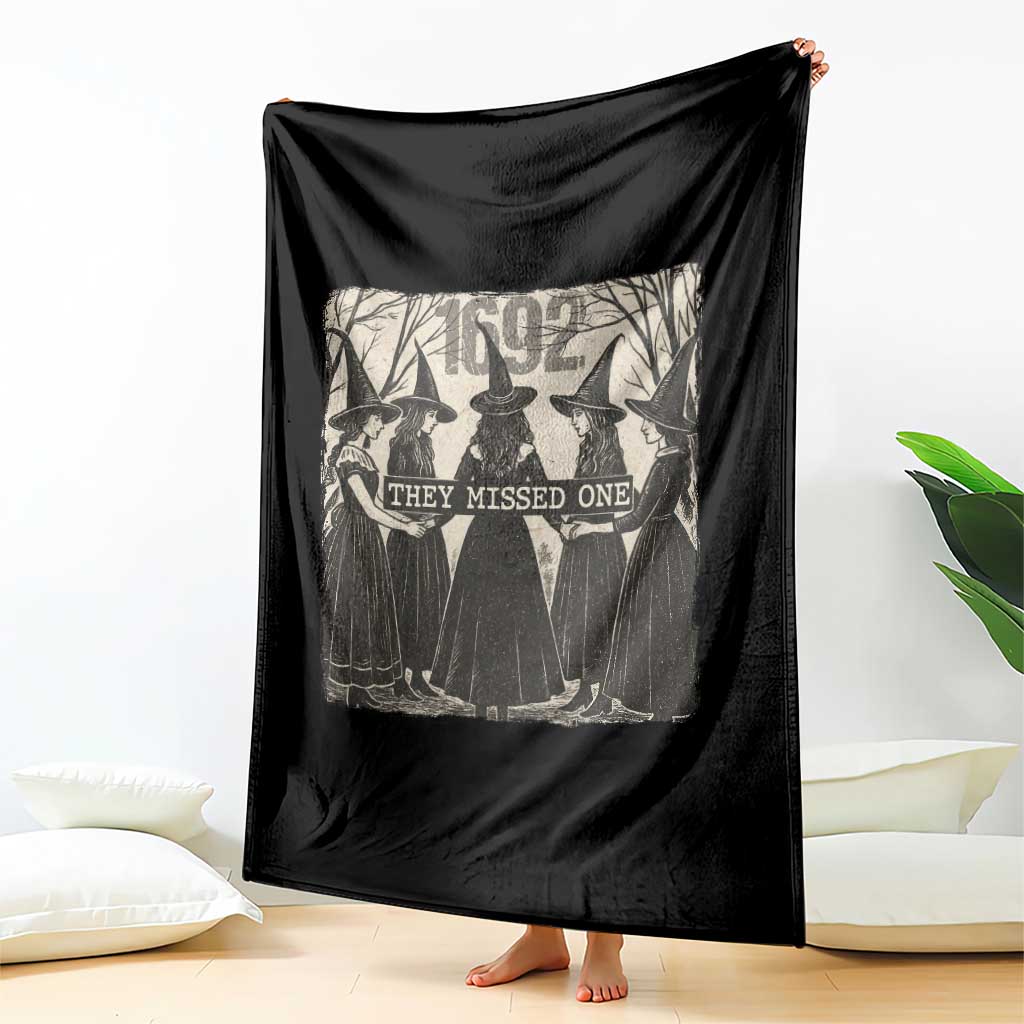 1692 They Missed One Throw Blanket Halloween Feminist Witch Trials - Wonder Print Shop