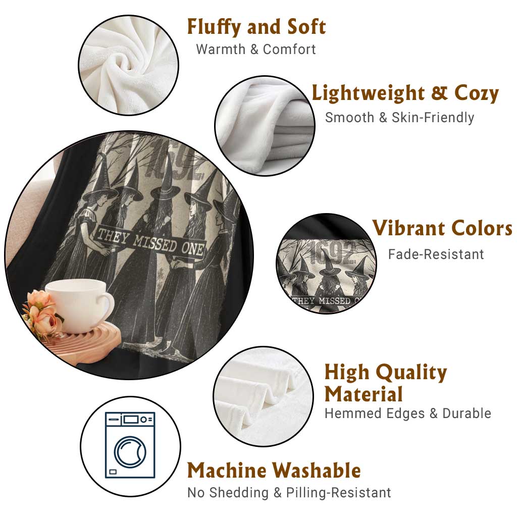 1692 They Missed One Throw Blanket Halloween Feminist Witch Trials - Wonder Print Shop