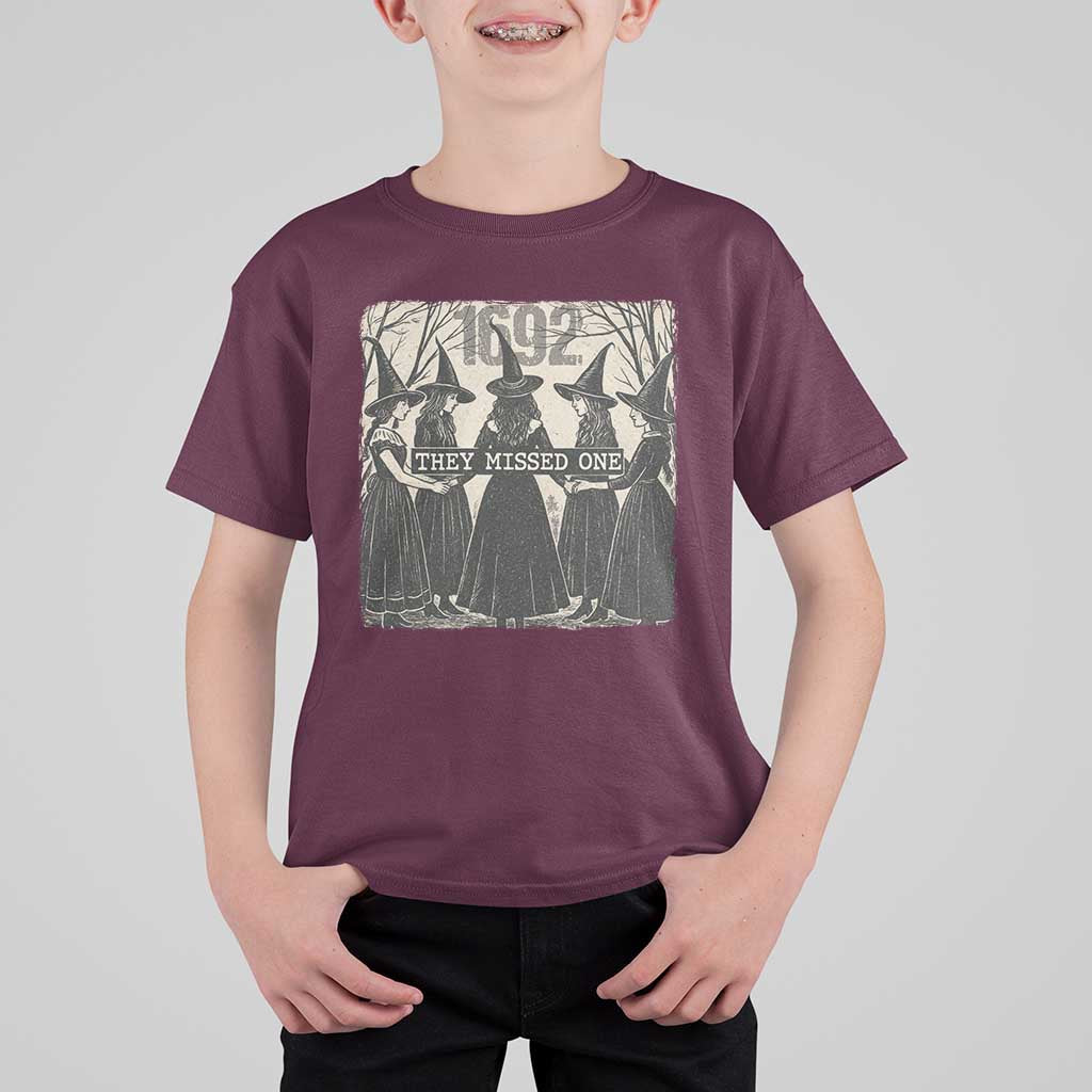 1692 They Missed One T Shirt For Kid Halloween Feminist Witch Trials - Wonder Print Shop