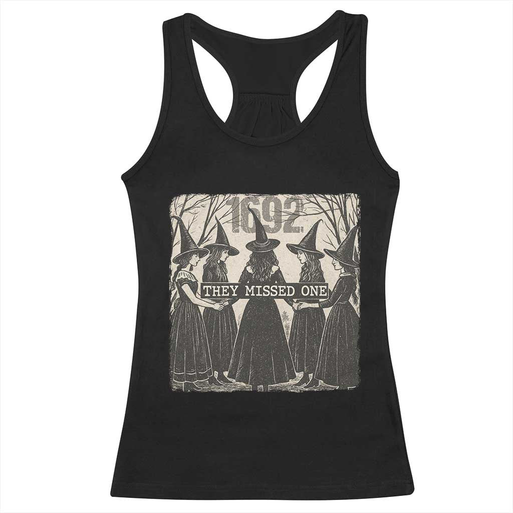 1692 They Missed One Racerback Tank Top Halloween Feminist Witch Trials - Wonder Print Shop