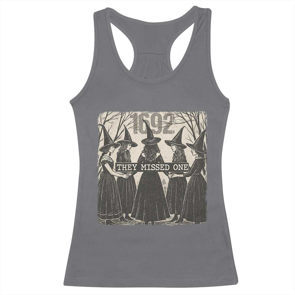 1692 They Missed One Racerback Tank Top Halloween Feminist Witch Trials - Wonder Print Shop
