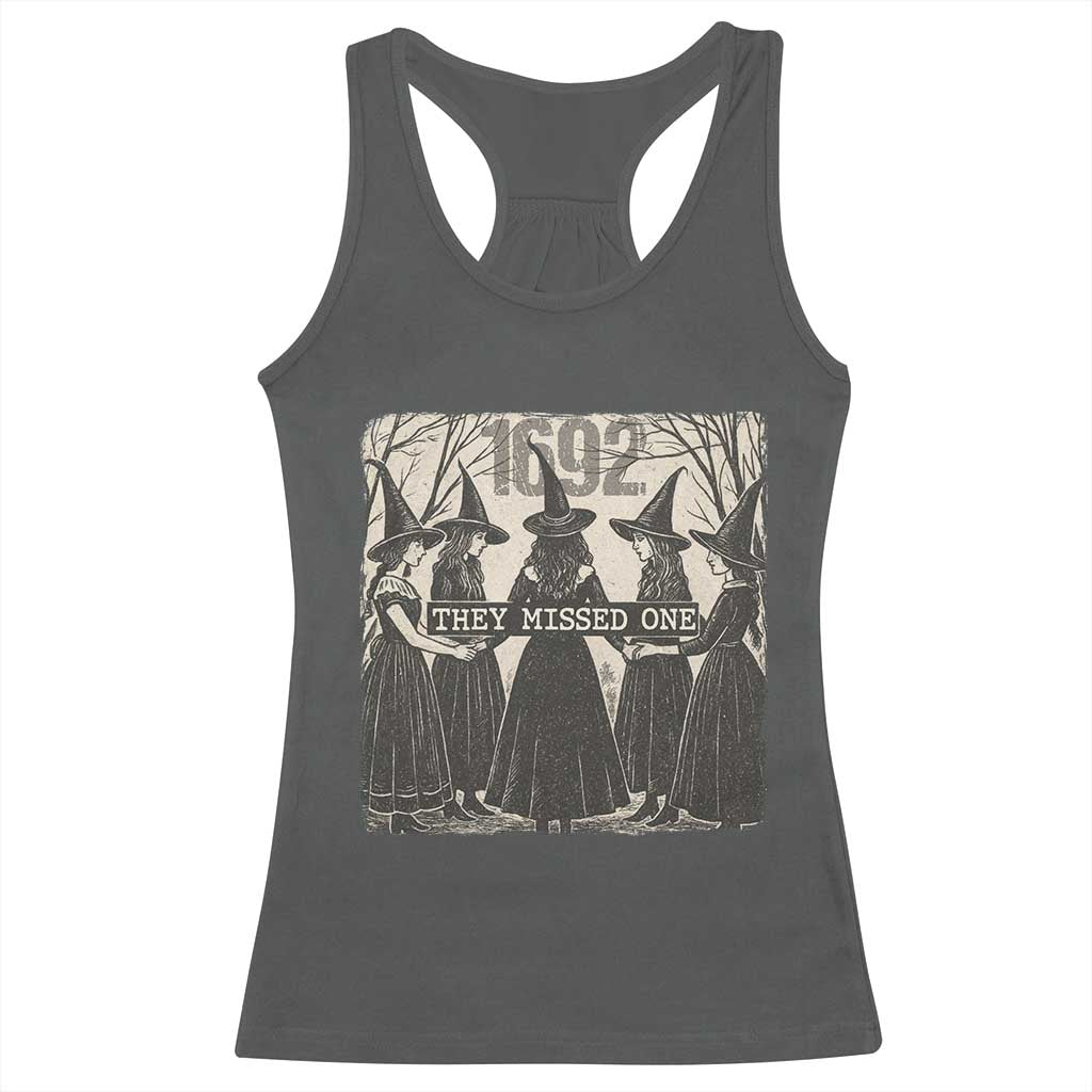 1692 They Missed One Racerback Tank Top Halloween Feminist Witch Trials - Wonder Print Shop