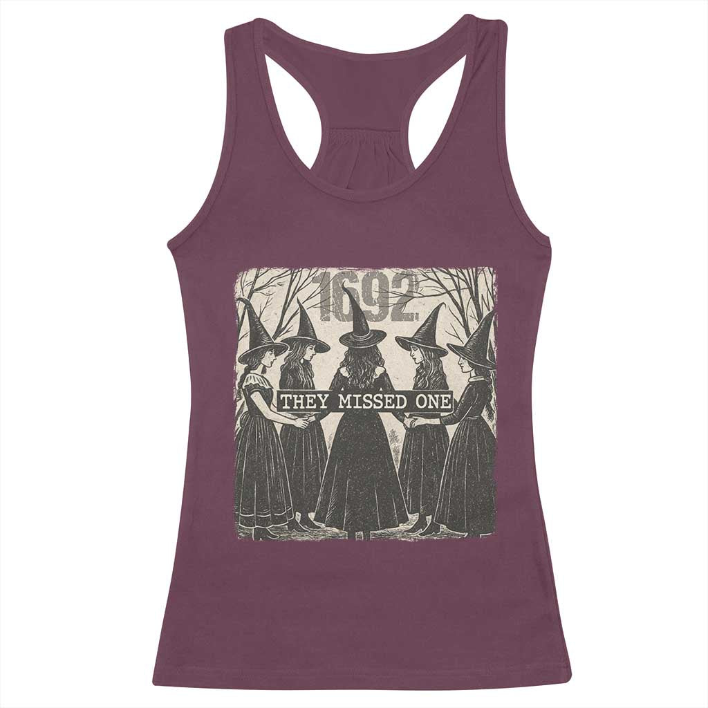 1692 They Missed One Racerback Tank Top Halloween Feminist Witch Trials - Wonder Print Shop