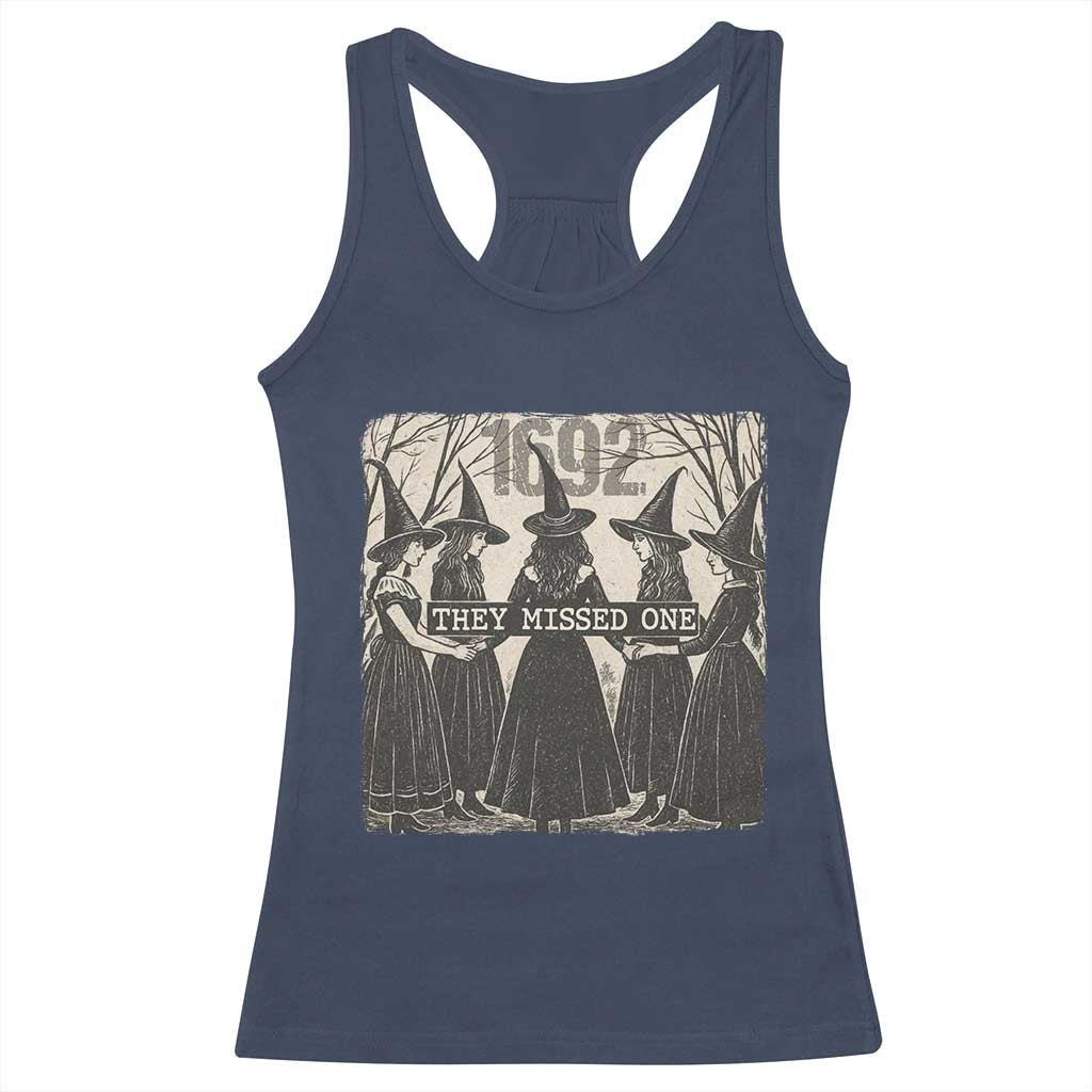 1692 They Missed One Racerback Tank Top Halloween Feminist Witch Trials - Wonder Print Shop